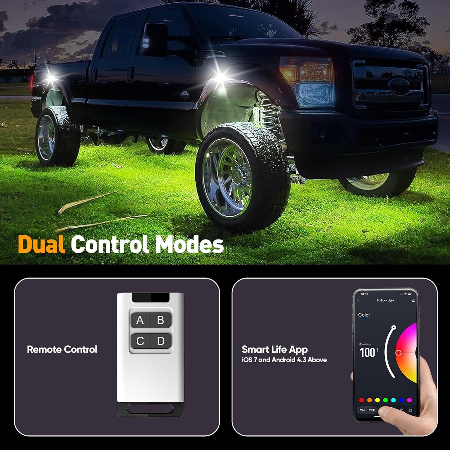 YiLaie 10 Pods LED Rock Lights for Trucks with APP/RF Remote Control, Flashing Music Mode, Upgraded Underglow Led Lights for Truck ATV UTV RZR SUV Golf Cart