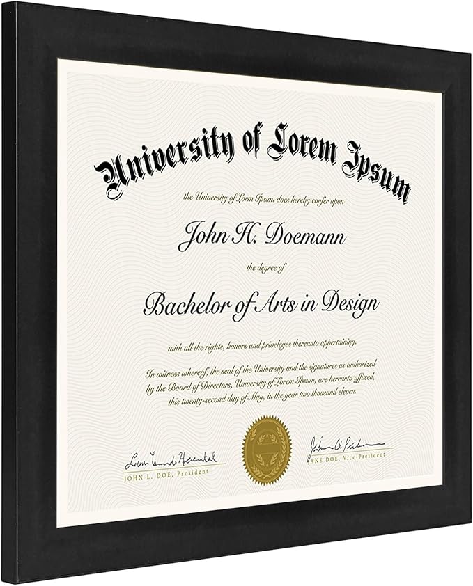 Americanflat 8.5x11 Diploma Frame in Black with Shatter Resistant Glass - Horizontal and Vertical Formats for Wall and Tabletop