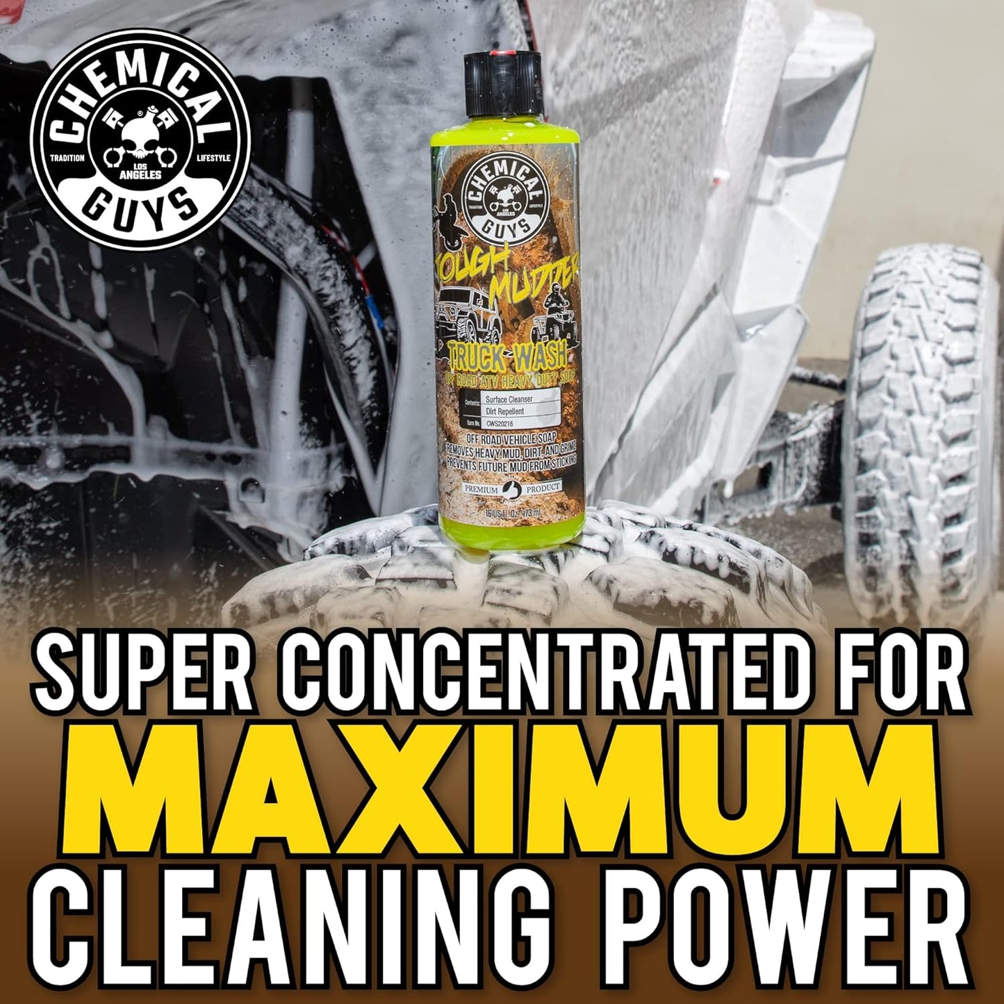 Chemical Guys CWS20216 Tough Mudder Foaming Truck, Off Road, ATV and RV Heavy Duty Wash Soap, (Works with Foam Cannons, Foam Guns or Bucket Washes), 16 fl oz, Lemon Scent