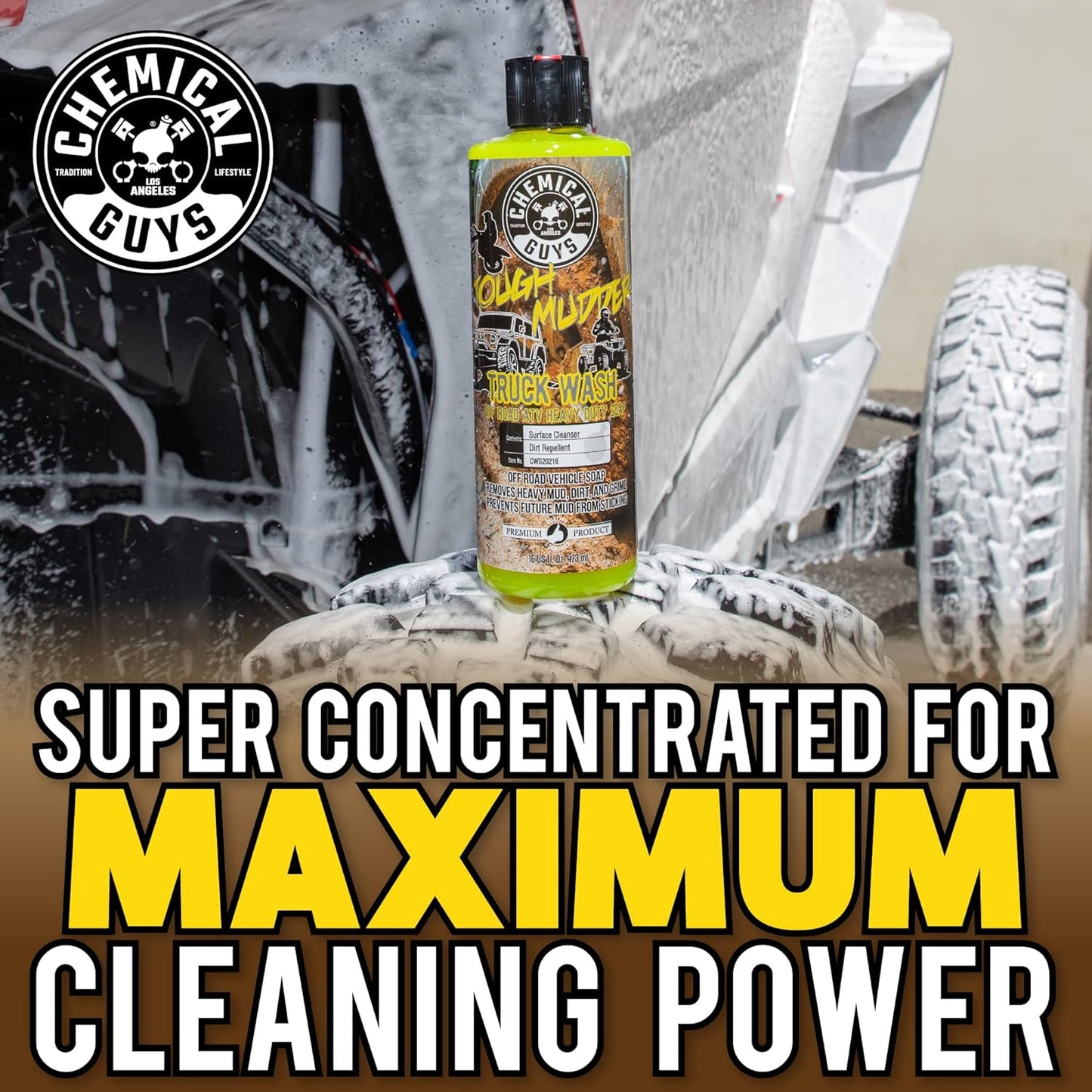 Chemical Guys CWS202 Tough Mudder Foaming Truck, Off Road and ATV and RV Heavy Duty Wash Soap, (Works with Foam Cannons, Foam Guns or Bucket Washes), 128 fl oz (1 Gallon), Lemon Scent