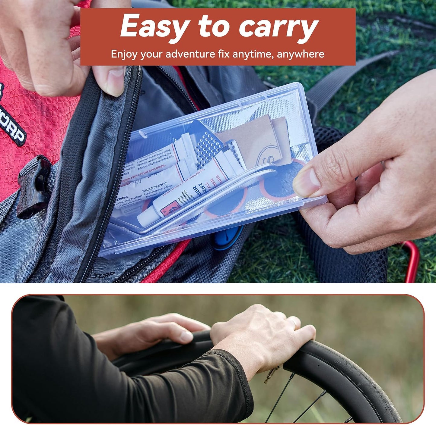 DDJ Bike Tire Repair Kit 43 PCS, Bicycle Inner Tube Puncture Patch Kits with 30 PCS Vulcanizing Parches, Metal Tire Lever & Rasp, Portable Bike Tire Patch Kit for MTB, Road Bike,Parches Para Bicicleta