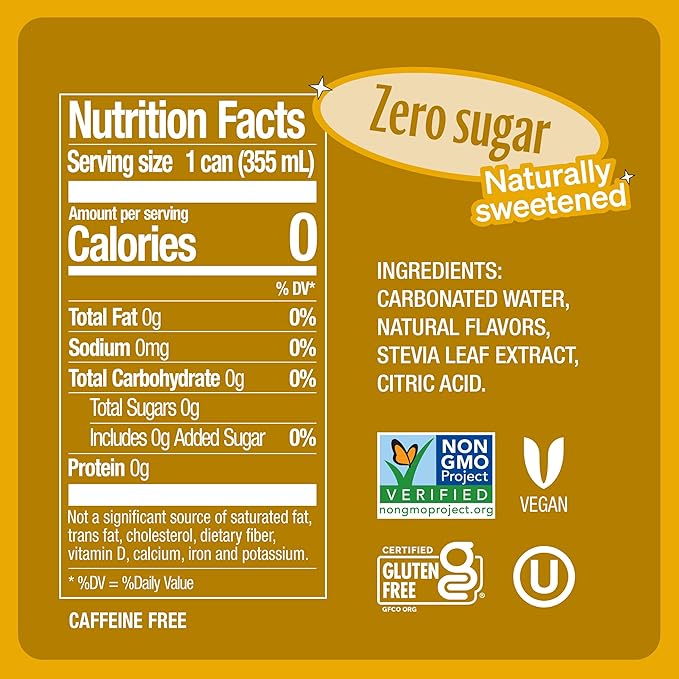 Zevia Zero Sugar Soda, Cream Soda, 12 oz Cans (24-Pack) – Naturally Sweetened, Non-GMO Project Verified, Gluten-Free, Vegan