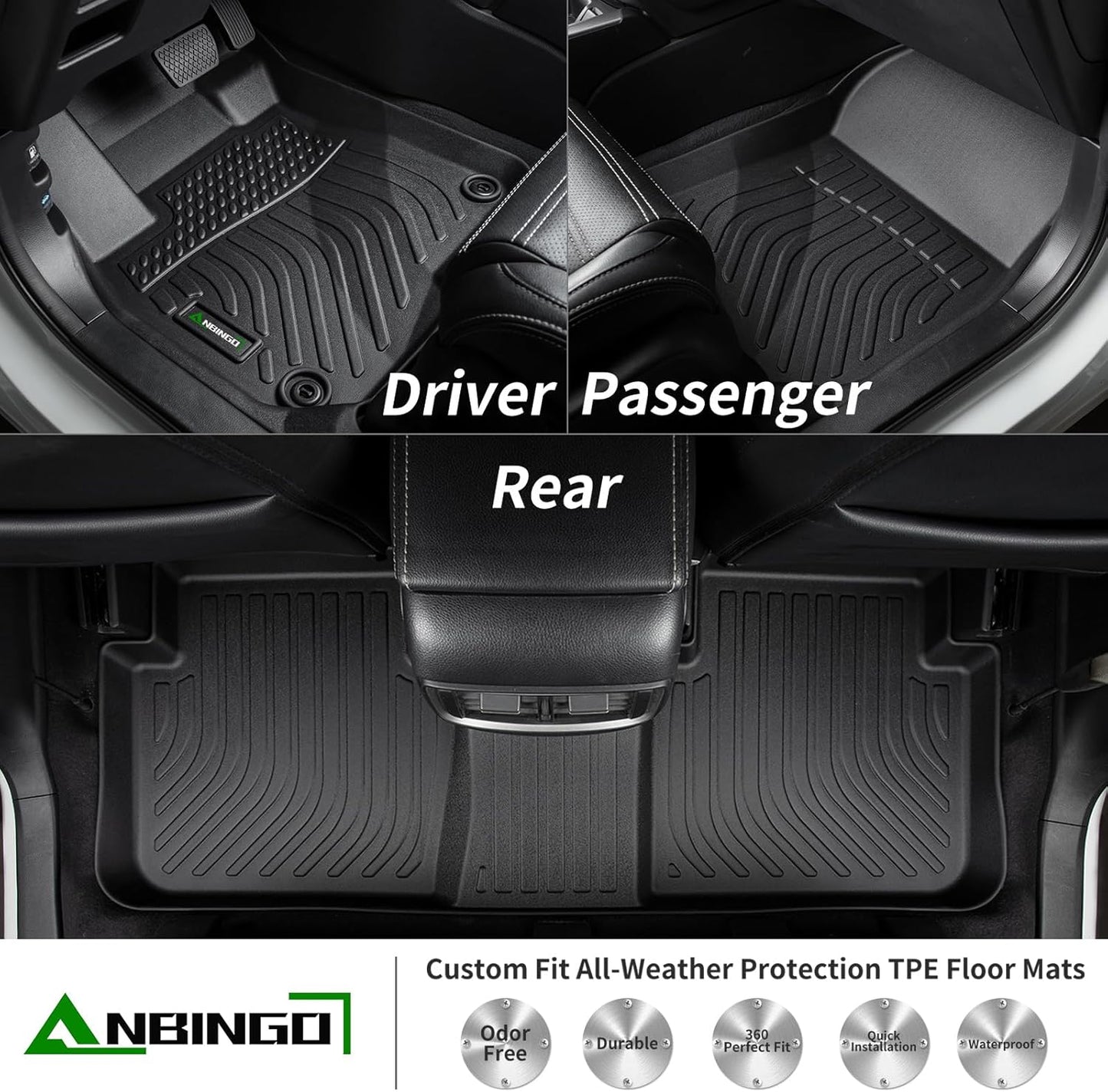 ANBINGO-All Weather Floor Mats Custom for 2020-2026 Nissan Sentra S/SV/SR Sedan Waterproof Guard Automotive Sentra Floor Mats Sentra Accessories Full Set Black