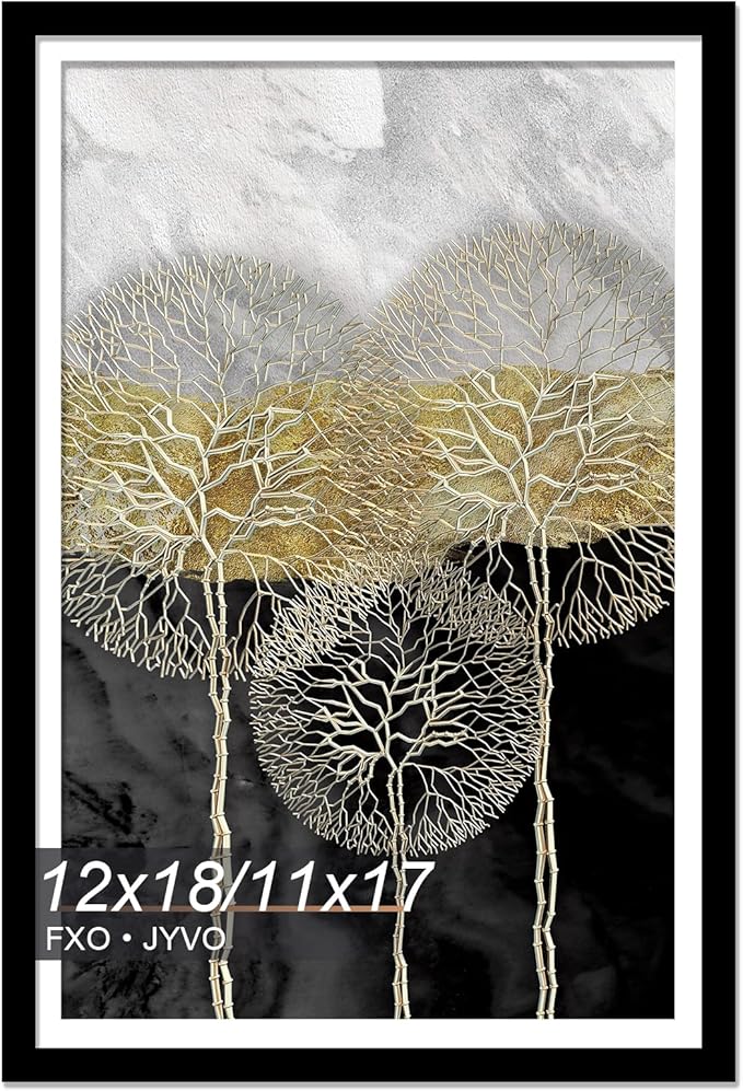 12x18 Picture Frame, Display Poster 11x17 with Mat or 12 x 18 Without Mat, Light Weight and High Transparent 12 by 18 Frame for Wall - 1 Pack/Black/12 x18