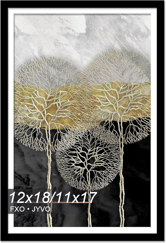 12x18 Picture Frame, Display Poster 11x17 with Mat or 12 x 18 Without Mat, Light Weight and High Transparent 12 by 18 Frame for Wall - 1 Pack/Black/12 x18