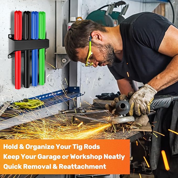 4 Slot TIG Welding Rod Holder Storage Tubes Rack Welding Filler Rod Tubes Organizer Wall Mount Container Shelf for Welder Table