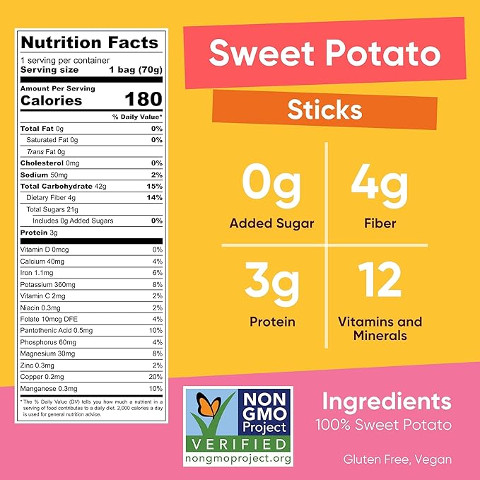 Yammy Dried Fruit Snack (Variety Pack of 9) No Sugar Added 1 Ingredient Healthy Snacks for Adults Kids, Sweet Potato Sticks, Freeze Dried Mango & Dragon Fruit Chips, Gluten Free Vegan Individual Packs