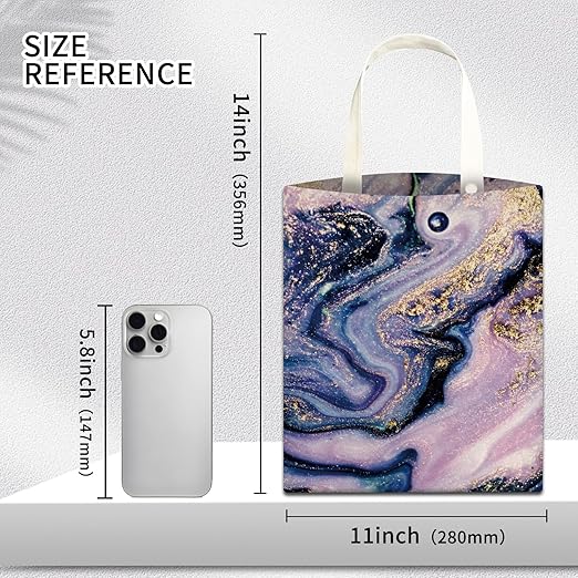Car Trash Can, Hanging Garbage Bin for Men and Women, Cute Car Organizer and Storage Bag, Canvas Vehicle Trash Can Bag Easy-to-Install Luxuious Purple Marble
