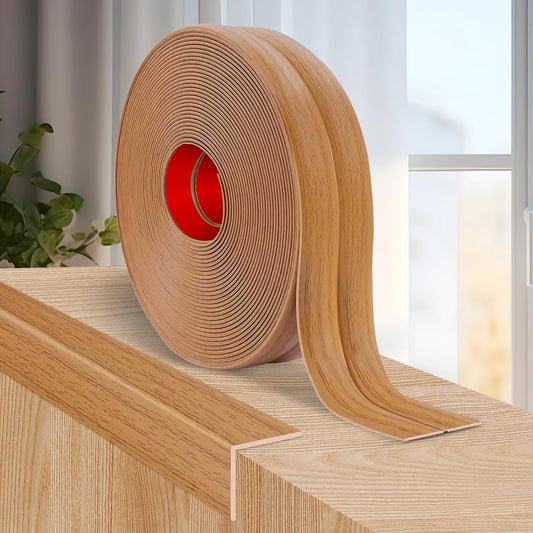 Flexible Wall Corner Protector Moulding Trim Peel and Stick Wall Corner Guards Edge Protector Self Adhesive Molding Trim Strip for Edge Ceiling (Light Brown Wood Grain, 0.8 in x 20 Ft)