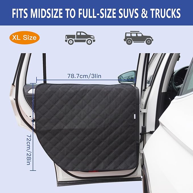 Dog Car Door Protector for Large SUV & Truck ??XL Size, Anti-Scratch/Stain-Resistant, Window-Roll-Compatible, 2-Pack, Secure Fit for Wide/Tall Doors (Black)