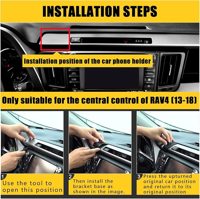 Car Phone Holder, Air Vent Hands Free Adjustable Phone Stand, Auto Cradles Dashboard Mount for Toyota RAV4 2013-2018, Custom Magnetic Navigation Bracket for All Smartphone, for iPhone