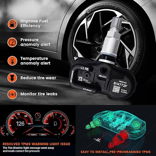 Set of 1 TPMS Sensor Tire Pressure Monitoring Sensor 315MHz Compatible with Toyota C-HR Hilux LX NX RC LS GS ES GX is CT Series Replaces# 4260730060