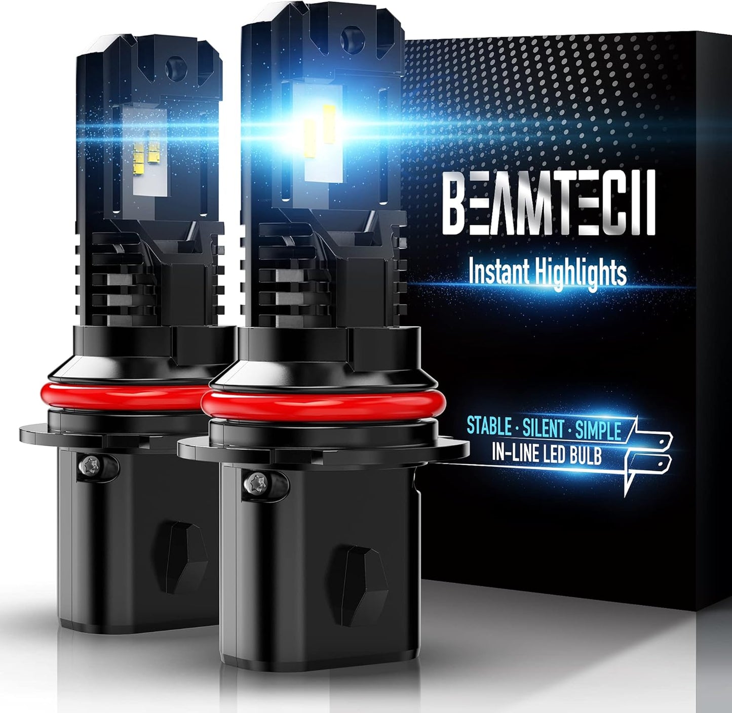 BEAMTECH Bulb, 9007 Fog Light Bulbs Powersports Light Bulb Fanless in Line 6500K Pack of 2