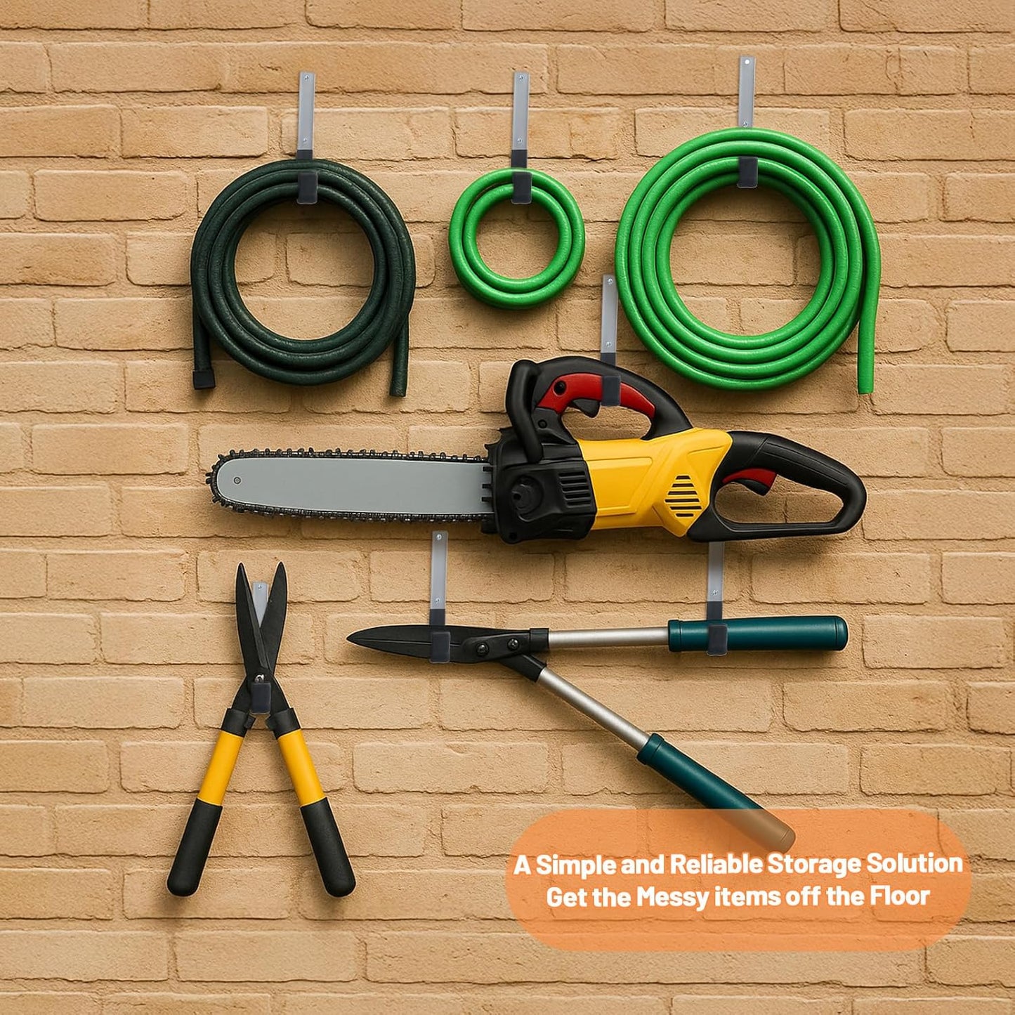 Heavy Duty Garage Hooks 8-Pack Wall Mount Storage Hooks for Bike, Ladder, Garden Hose, Chainsaw, Shovel, and Utility Tools - 55lbs Capacity, Black