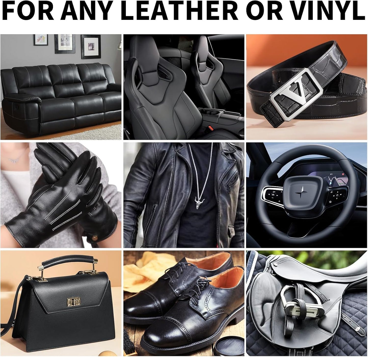 8.5oz Leather Recoloring Balm with 100ml Mink Oil,Black Leather Repair kit for Furniture and Car Interior,Leather Couch Scratch Repair,Leather Dye Paint,Mink Oil for Leather