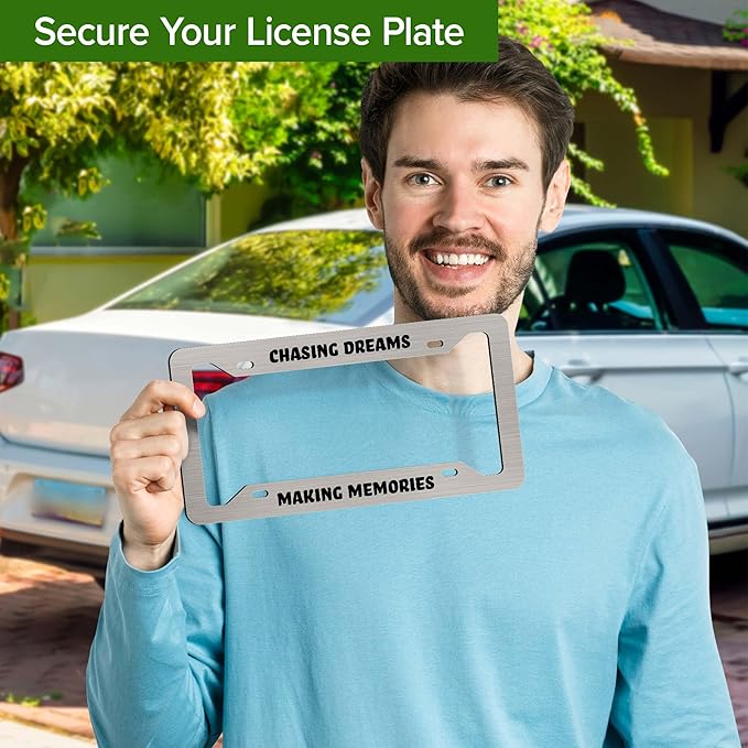 Custom Plate Frame, Personalized Text Plate Holders Metal for Car Tag, 6.5 x 12.5 Inch, Weather Resistant, Made in USA My Sign Center