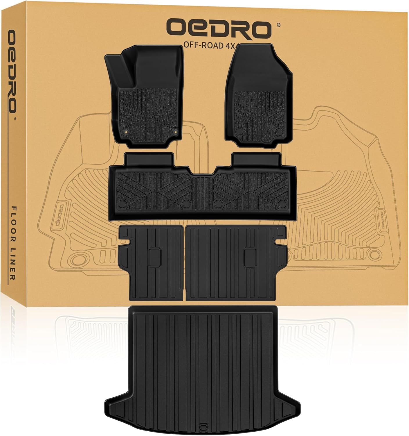 OEDRO Floor Mats Trunk Mat with Backrest Mat Fit for 2025 2026 Chevrolet Equinox (Only Gas) & GMC Terrain, Custom Fit TPE All Weather Car Floor Liners for Chevy Equinox & GMC Terrain Accessories