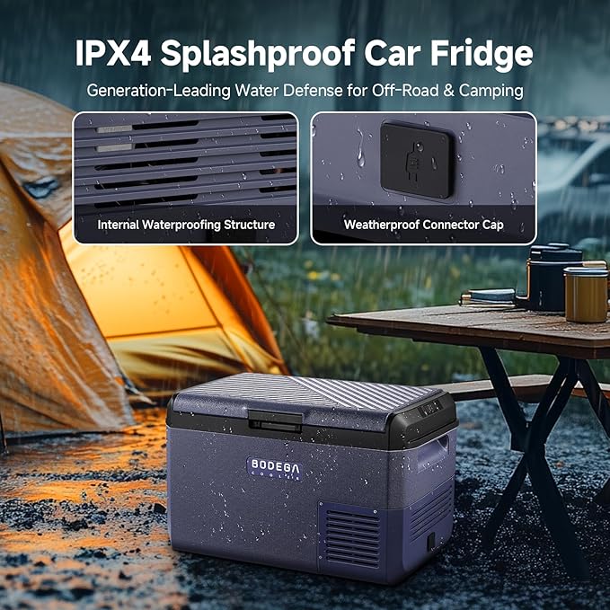 BODEGACOOLER 12 volt Car Refrigerator - Portable Freezer IPX4 Waterproof Car Fridge 42QT Electric Cooler Ultra-Quiet for Truck Van Camping Travel 12/24V DC 110~240 Volt AC,-4℉~68℉