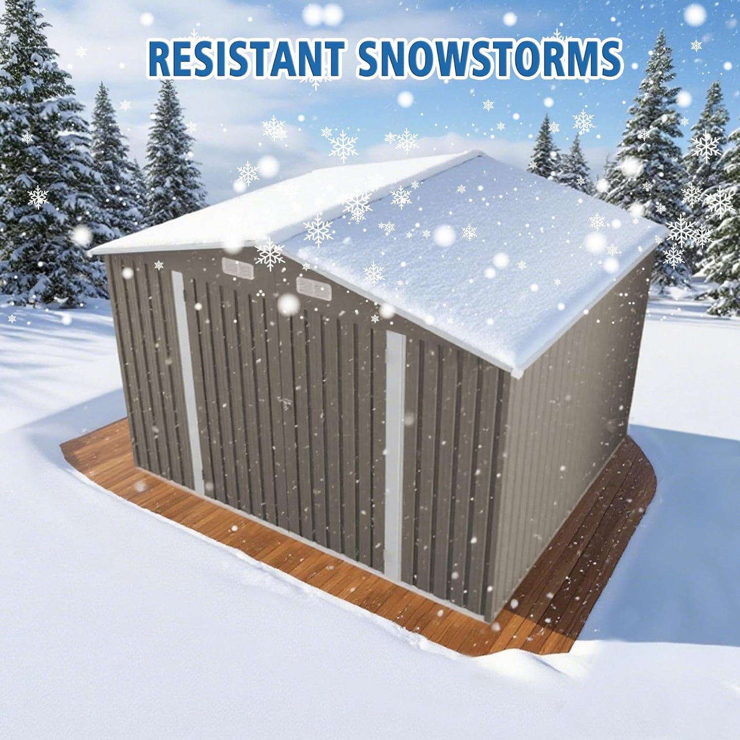 10x8 FT Outdoor Storage Shed,Metal Shed W/Window,Garden Storage Shed W/Lockable Door,All Weather Waterproof Tool House W/ 4 Air Vents & Sloped Roof,for Backyard,Patio,Lawn,Gray