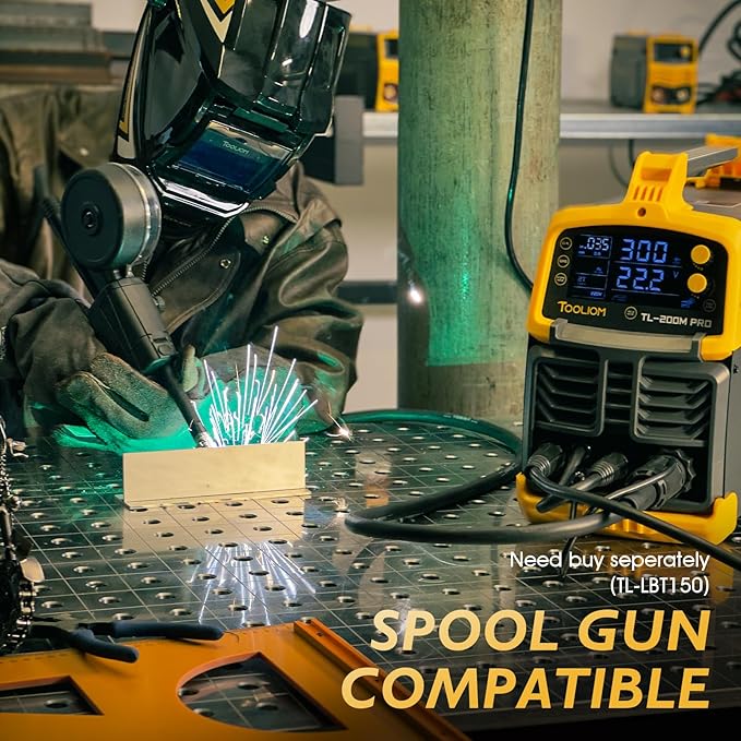 TOOLIOM 200A MIG Welder 5 in 1 MIG/Flux MIG/Spool Gun Mig/Lift TIG/Stick Welder 110/220V Dual Voltage Aluminum Welding Machine
