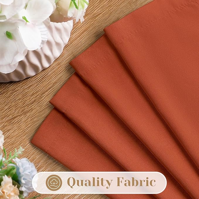 HOMEIDEAS Non-See-Through Fall Burnt Orange Privacy Sheer Curtains, 52 X 63 Inches Long 2 Panels Sheer Curtains Light Filtering Window Drapes for Bedroom Living Room