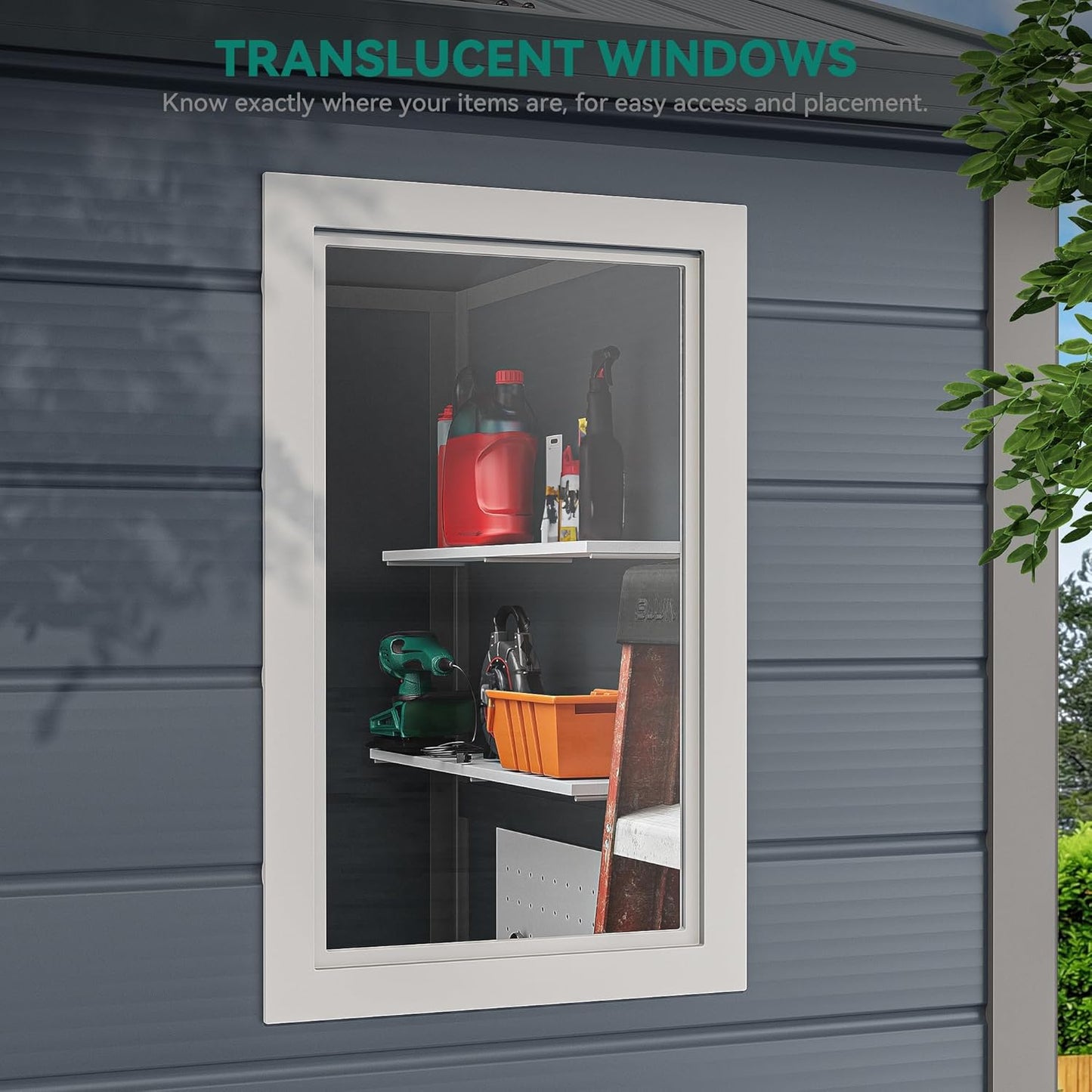 YITAHOME 8x9 FT Outdoor Storage Shed w/o Floor, All-Weather Plastic Shed with Lockable Doors, Window & Vents, Plastic Tool Shed for Backyard, Patio, Poolside, Lawn, Gray