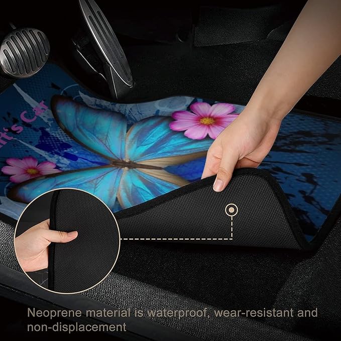 Personalized car mats 4 Pieces Custom Floor mats for Cars SUV Sedan Truck Van with Text and 3D Picture (Black with Red)