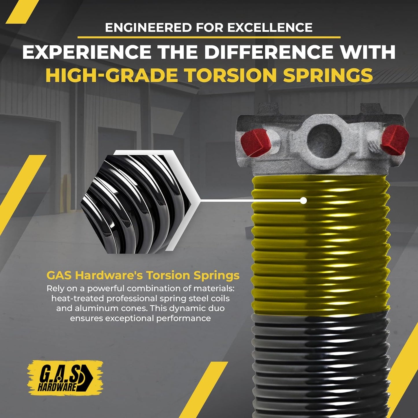 Garage Door Torsion Spring 250x1.75x35 Includes 1” Steel Bearing, Gloves, Manual, and Winding Bars for Right Side of Garage Door Precision E-Coating 5-Year Warranty Min. 30,000 Cycles (Black Cone)