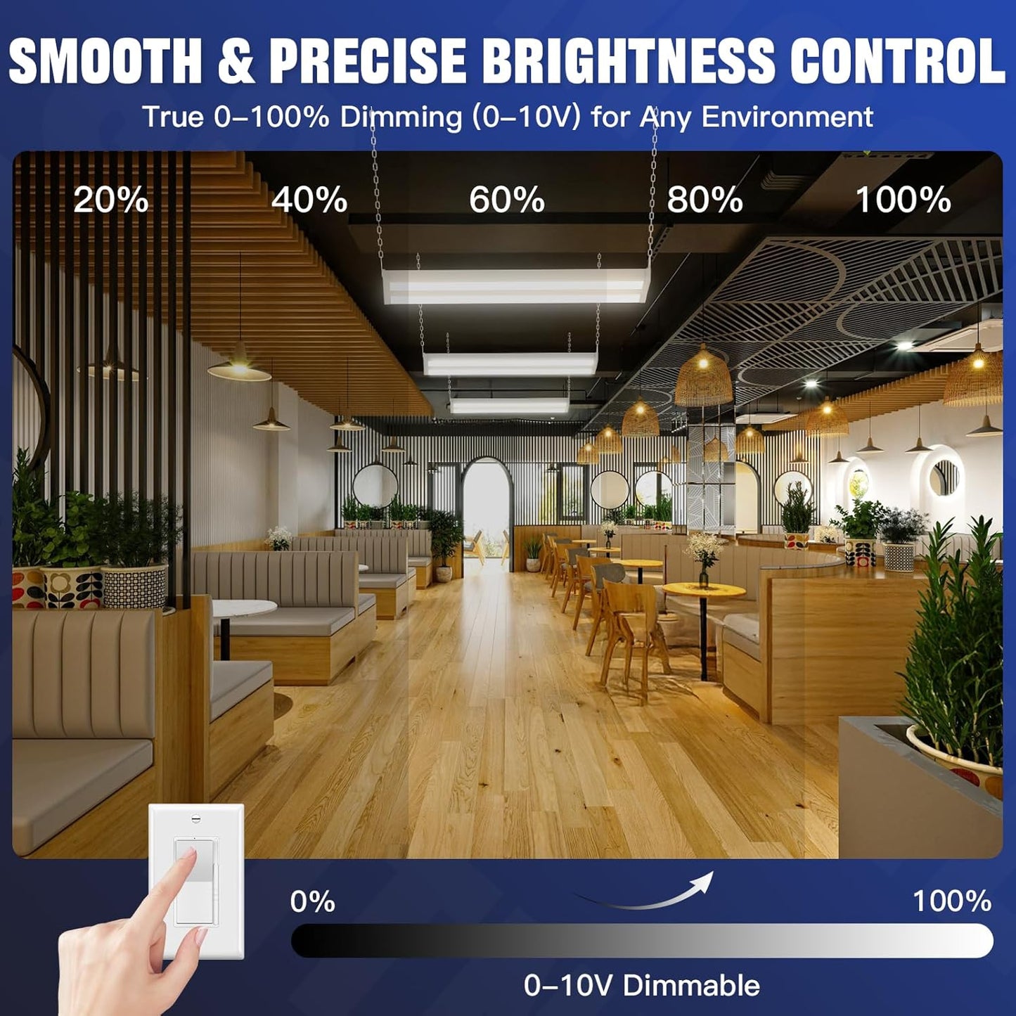 JTT 300W LED Linear High Bay Light, 45000LM Linear High Bay Shop Light Commercial 120-277V, 5000K Lights Shop Workshop Store Commercial Supermarket Warehouse Basement,5 Years Warranty,4-Pack ETL