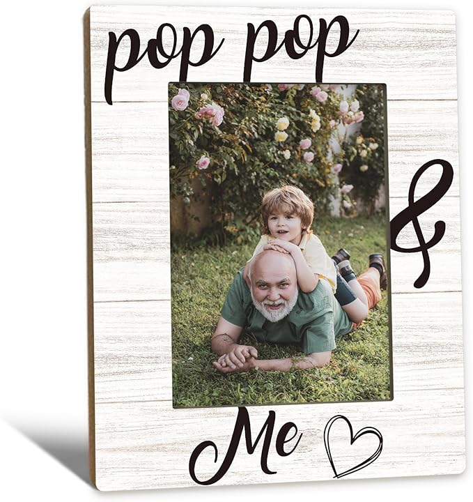 Fathers Day Pop Pop Picture Frames - Grandpa Photo Frame, Grandpa Gifts for Father's Day Birthday from Grandkids Grandchildren, PopPop and Me Grandfather Picture Photo Frames for Home Bedroom Decor, 5x7