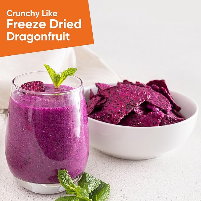 Yammy Dried Dragon Fruit Chips for Drinks Refreshers, Healthy 1 Ingredient Superfood Snack, Crunchy Like Freeze Dried Dragonfruit Chunks, Dehydrated Pitaya Pieces, Gluten Free Vegan (1.2oz Pack of 12)