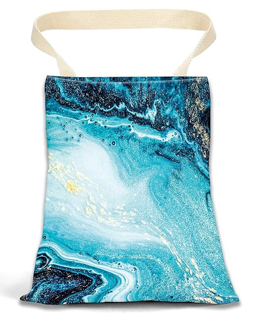 Car Garbage Can, Car Trash Bag, Car Garbage Bag, Hanging Car Trash Can for Car Accessories, Vehicle, Travelling, Camping, Cute Car Back Seat Organizer, Luxury Blue Marble