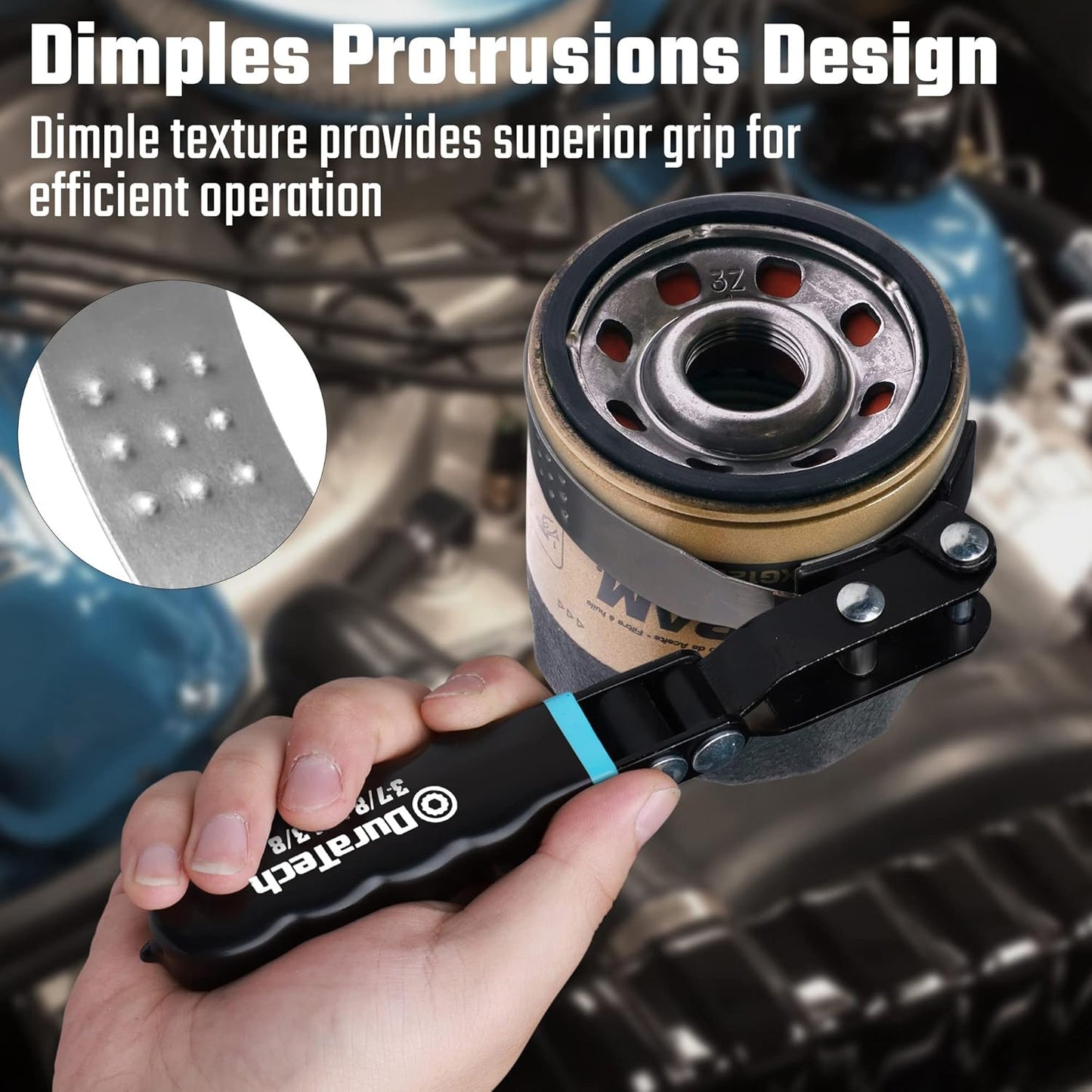 DURATECH Large Swivel Oil Filter Wrench, Oil Filter Removal Tool, Fits Filters 3-7/8"-4-3/8", Perfect for Car Repair Tools