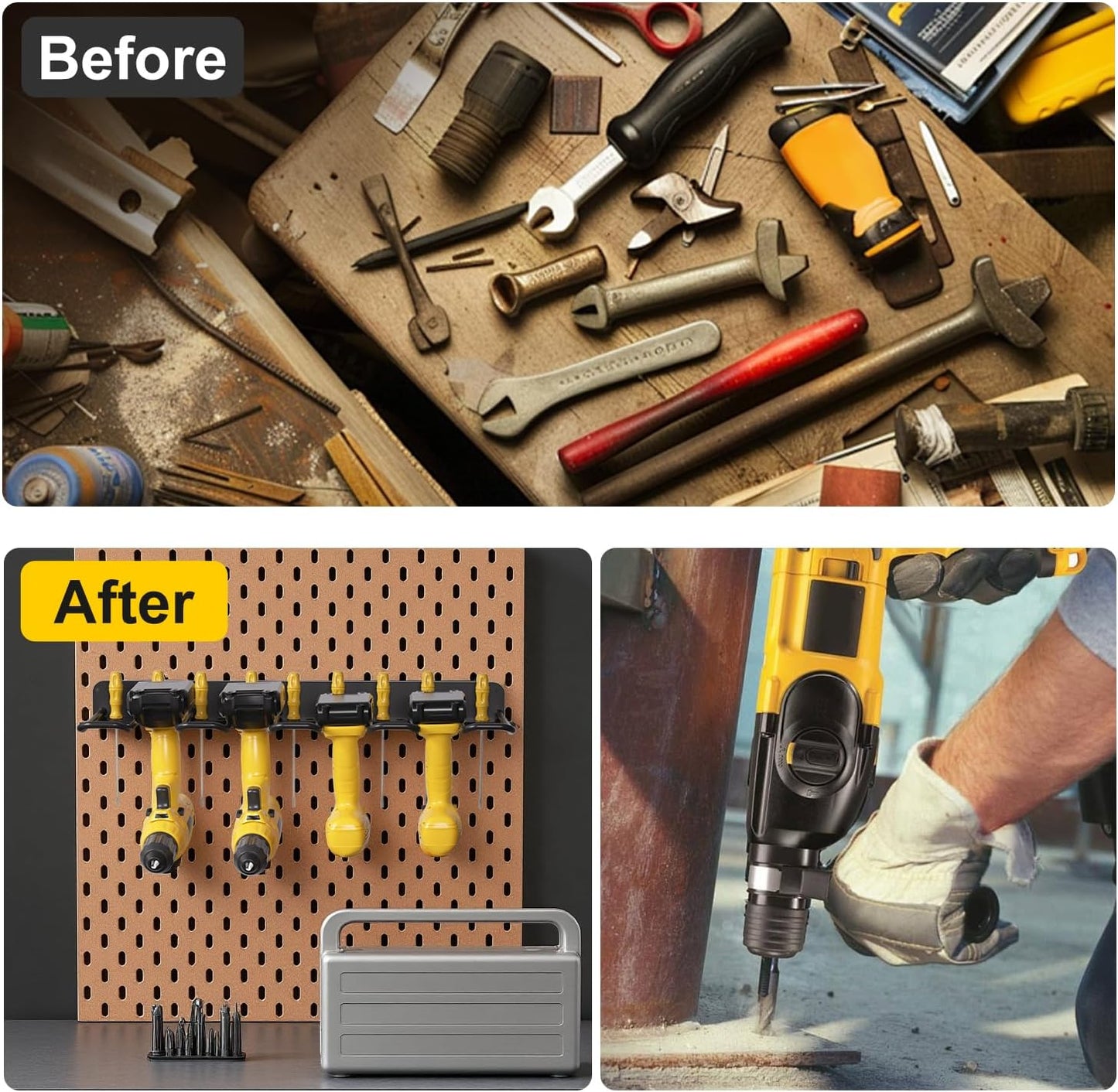 oviitech Power Tool Organizer Wall Mount，Power Tool Storage Rack for Garage Workshop, Father