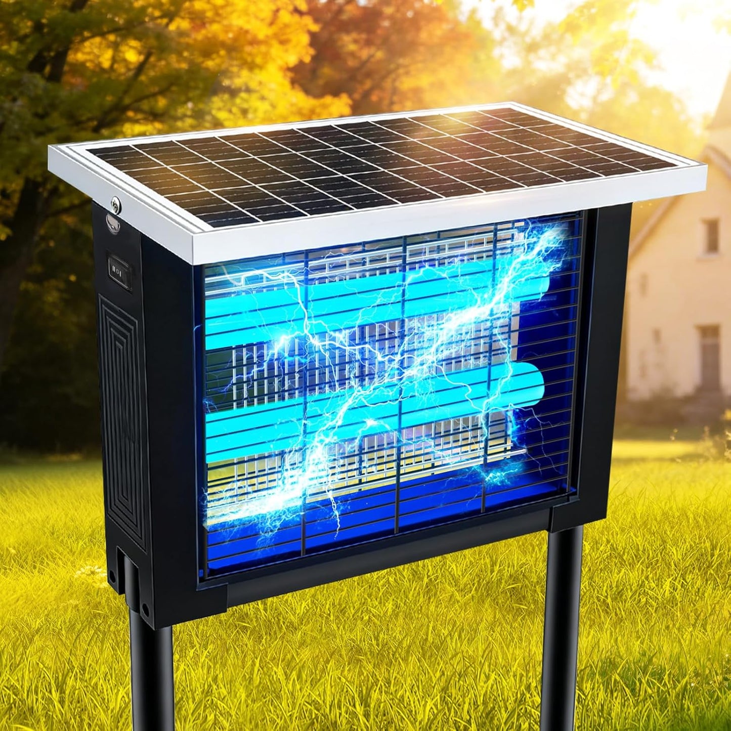 Outdoor Solar Bug Zapper for 2000 Sq.Ft, Portable Mosquito Zapper with 13ft Extension Cord, Rechargeable Electric Zapper with High Power for Yard, Garden,
