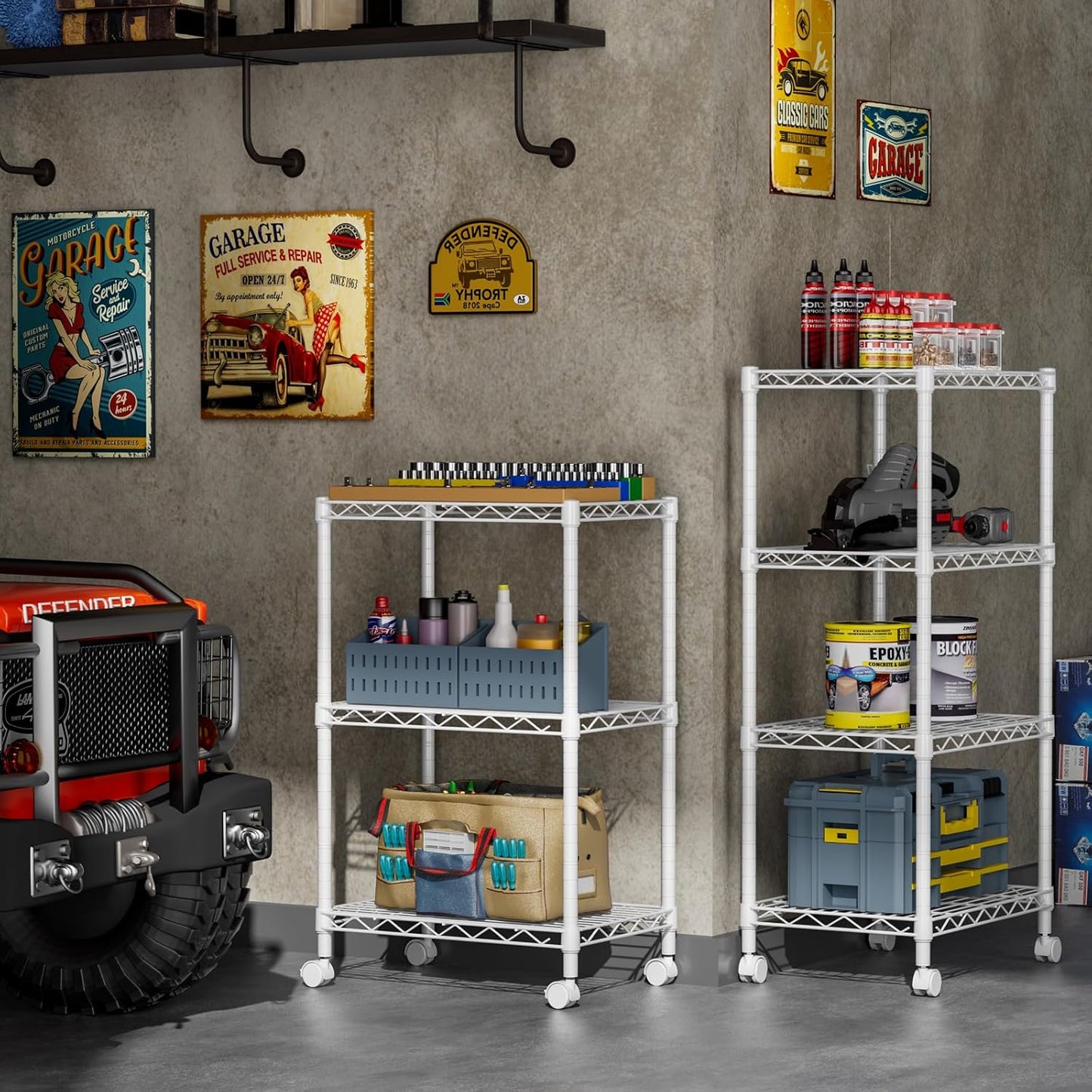 SINGAYE 3 Small Wire Shelves Kitchen Pantry Close Home Organizers and Storage Bathroom Shelf Laundry Room Organization Adjustable Book Metal Garage Shelving Unit