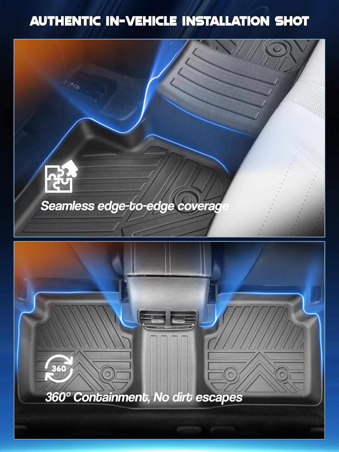 Car Floor Mats for Ford Escape 2020-2024 2025 (Not for Hybrid) Accessories,TPE All Weather Protection Floor Mats,Custom Fit 1st&2nd Row Car Floor Liners Set,Heavy Duty Accessories,Black