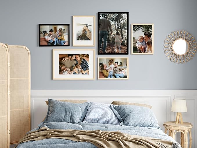 12x18 Frame Solid Oak Wood Veneer with Plexiglass, Brown 12x18 Poster Frame for Horizontal or Vertical Wall Mounting Picture Frames for Gallery Art Prints Home Decor, 1 Pack
