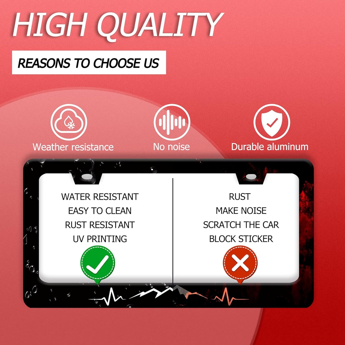 Mountains License Plate Frame Funny Mountain License Plate Holder Stainless Steel Accessories Cars Decor with 2 Holes and Screws Fits Standard Us Ca Vehicles License Plate Frames 12.2 X 6 Inch