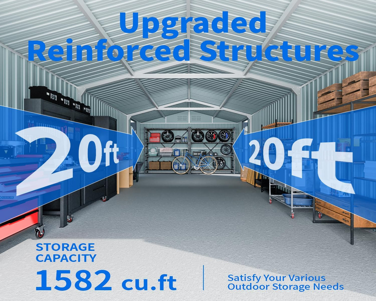 20x13 Metal Shed, Metal Garage Building with 2 Lockable Doors, Prefab Garage Shed with 4 Air Vents, Large Sheds & Outdoor Storage Clearance, Car Sheds for Truck, Tool, Lawnmower, Black