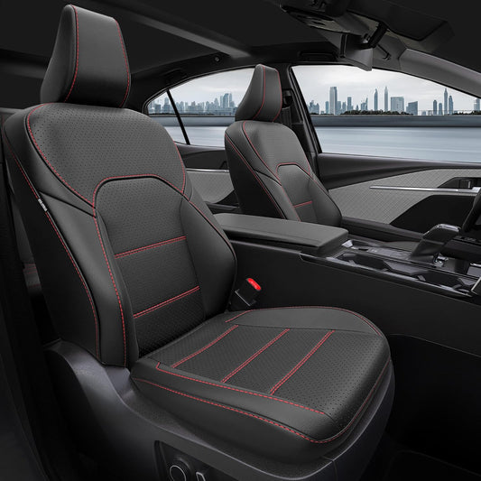 for Toyota Camry Seat Covers XSE XLE 2025 - Custom Fit Car Seat Covers Full Set, Leather Seat Covers for Cars, Waterproof Car Seat Cover, Black Red