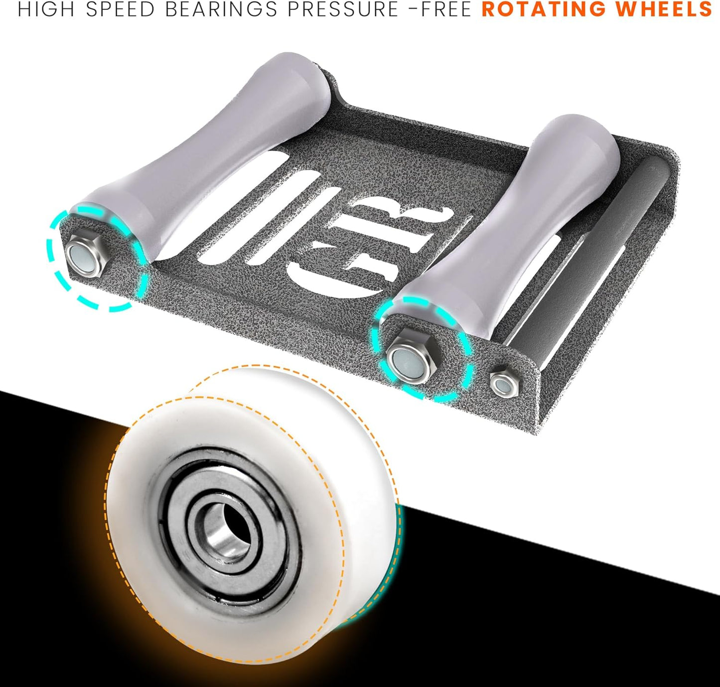 GRAND PITSTOP Motorcycle Roller Wheel Cleaning Stand - Paddock Stand Replacement - Wheel Roller Stand with Ramp Support for tire Cleaning & Chain Lubrication (Roller Large Antic Silver)