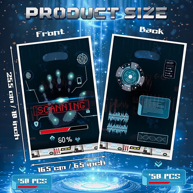 Top Secret Spy Party Favor Bags - 50Pcs Mysterious Secret Agent Goody Candy Treat Gifts Bags, Mystery Spy Themed Party Decorations for Kids Boys Girls Birthday Escape Room Events Supplies