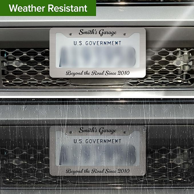 Custom Plate Frame, Personalized Text Plate Holders Metal for Car Tag, 6.5 x 12.5 Inch, Weather Resistant, Made in USA My Sign Center