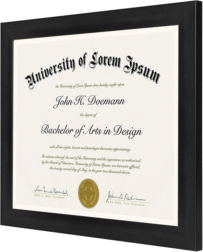 Americanflat 8.5x11 Diploma Frame in Black with Shatter Resistant Glass - Horizontal and Vertical Formats for Wall and Tabletop