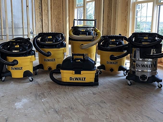 DEWALT 12 Gallon Poly Wet/Dry Vac, 5.5 HP Shop Vacuum Wet Vacuum Cleaner for Workshop, Jobsite, Commericial Area, Large Pick-Up Capacity, Yellow,DXV12P