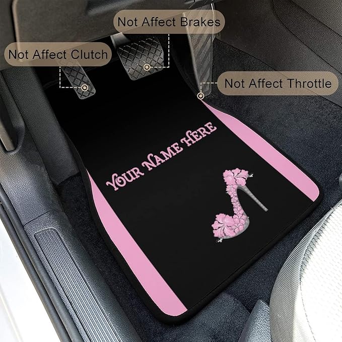Pink High Heels Car Floor Mats 4 Pieces Custom Floor mats for Cars Personalized Car Mats for Women SUV Sedan Truck Van with Text and Name