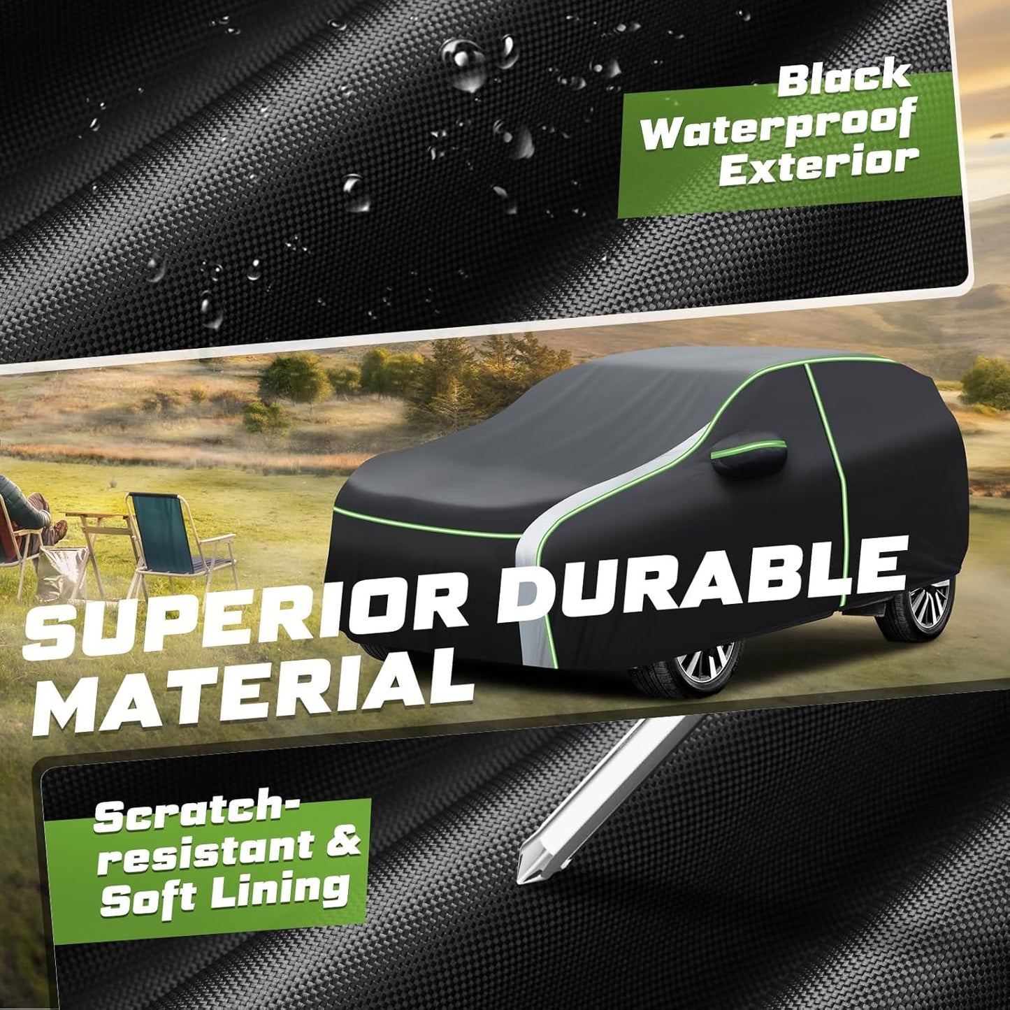 Mixsuper Liner Car Cover for Ford Explorer 1995-2026, 7 Layers Full Car Cover All Weather Car Covers for Explorer, Waterproof Outdoor Cover with Zipper Door Reflective Strips