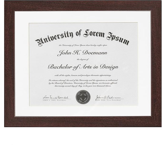 Americanflat 11x14 Diploma Frame in Mahogany - Displays 8.5x11 With Mat and 11x14 Without Mat - Composite Wood with Shatter Resistant Glass - Horizontal and Vertical Formats for Wall