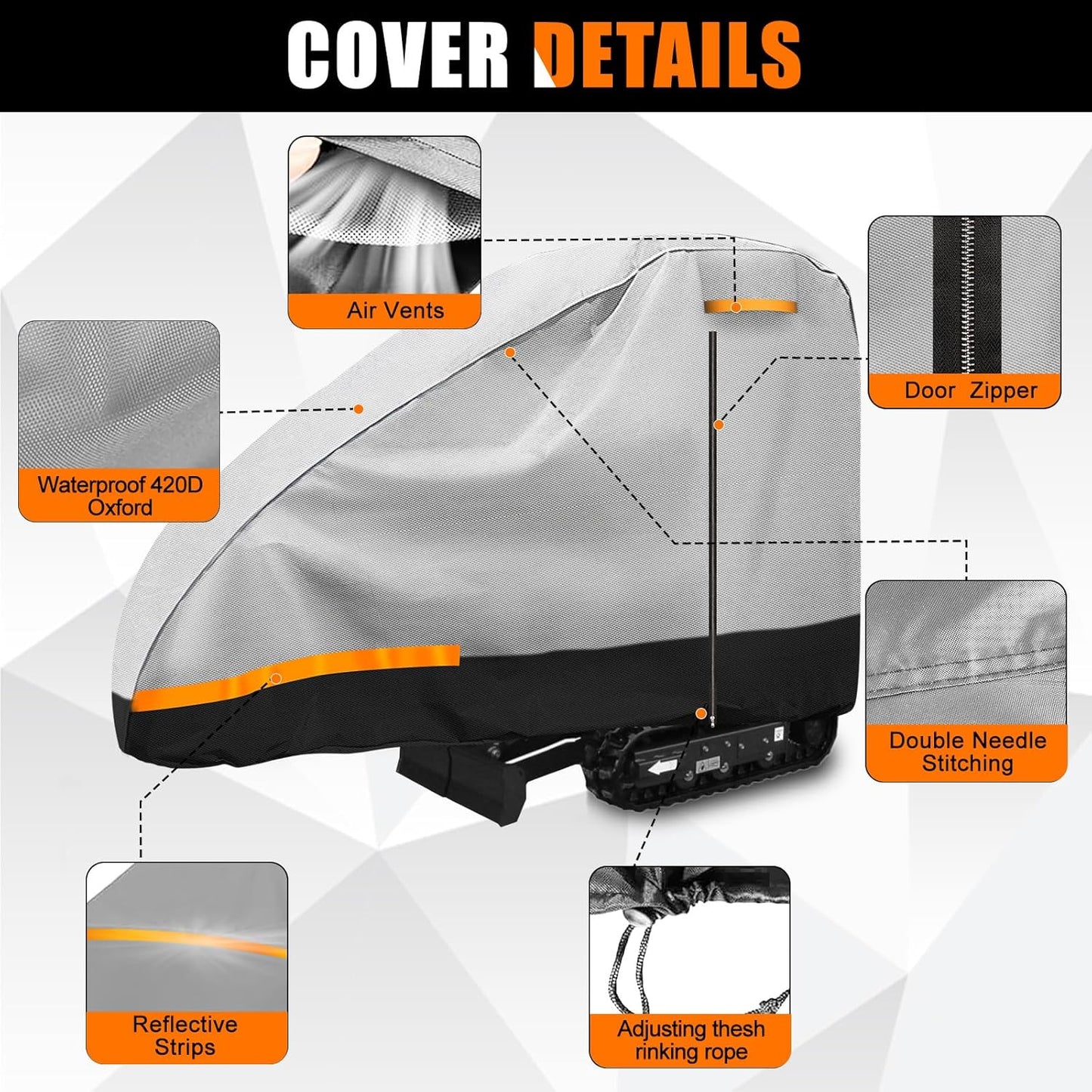 Car Cover Mini Excavator 2000lbs, Compatible with Bobcat E10/Kubota K008-3/Caterpillar 300.9D/Takeuchi TB210R/Yanmar Vio10-2, 420D Heavy Duty Oxford